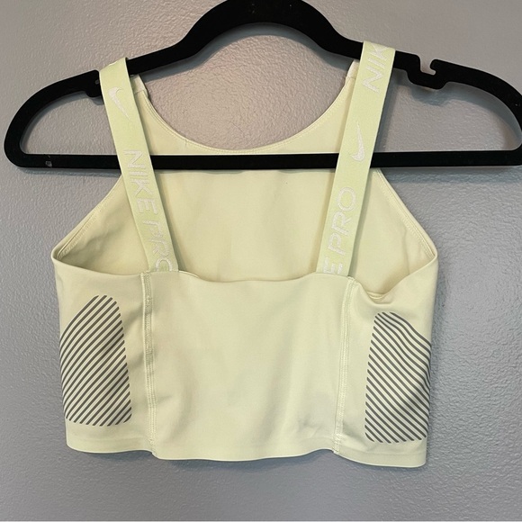 Nike Pro Women's Dri FIT crop Top Tank Bra Lime Green yellow XS - Picture 10 of 12